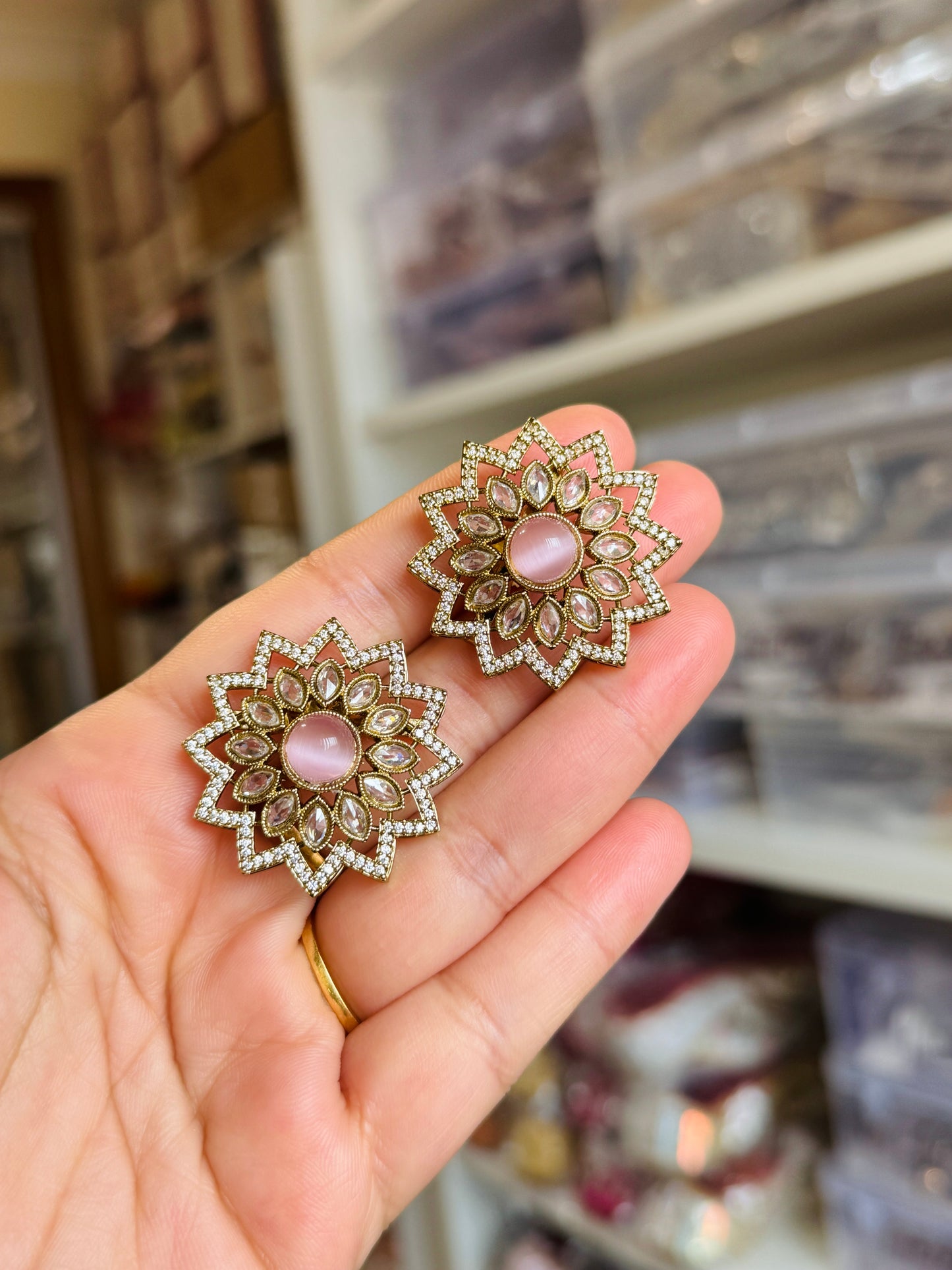 Oversized polki studs