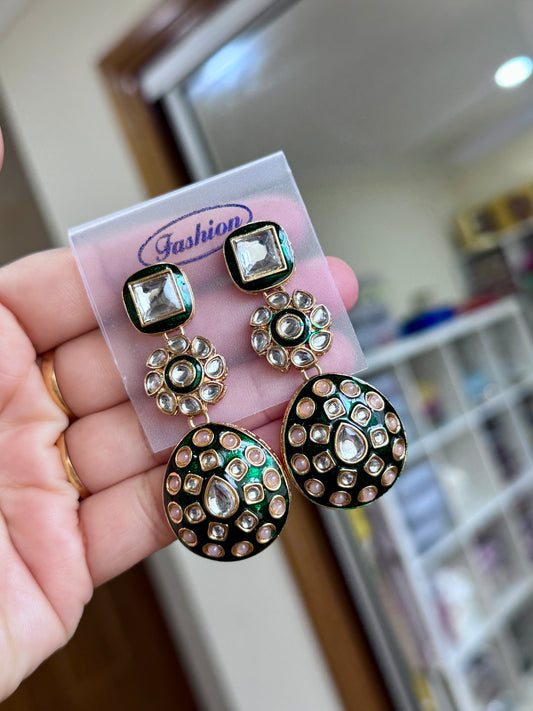 Kundan earrings (Peach)