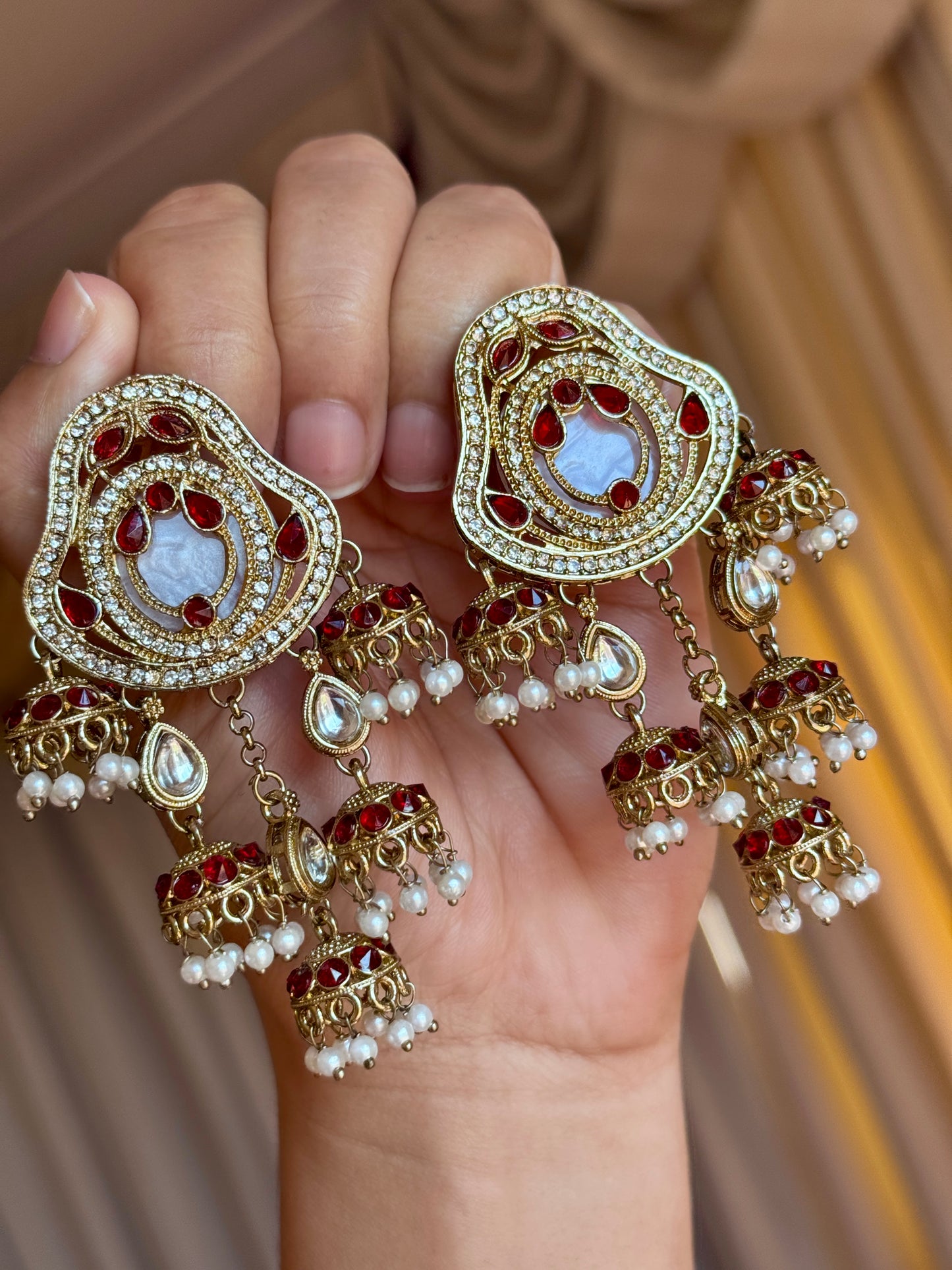 Polki earrings red