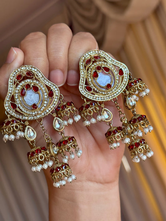 Polki earrings red