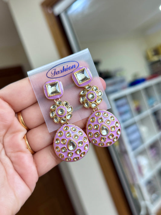 Kundan earrings(Lavender)
