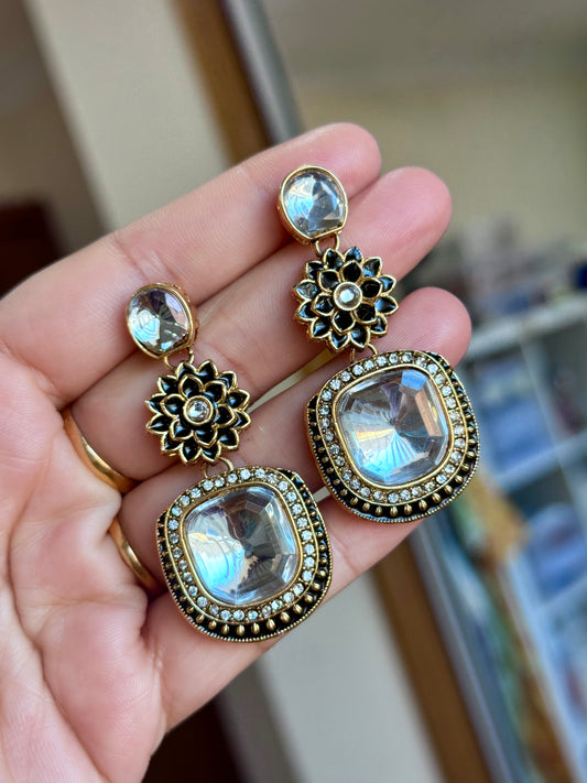 Kundan earrings black