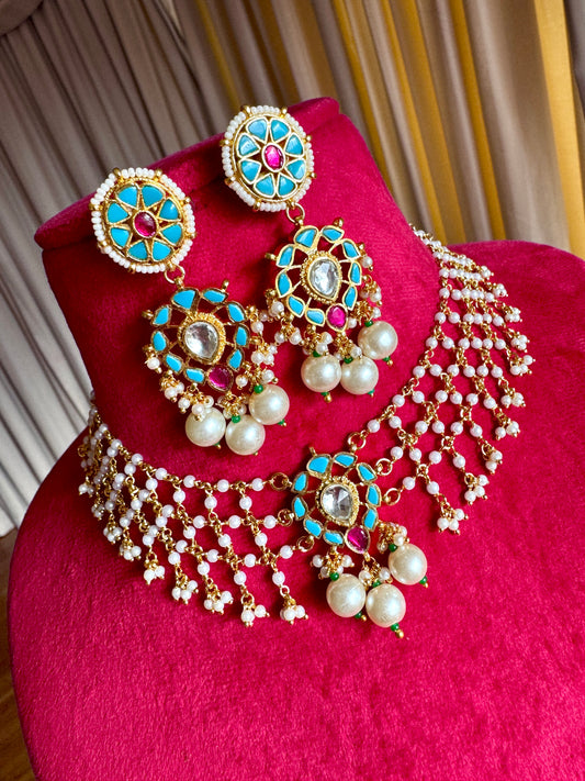 Pachi kundan necklace set