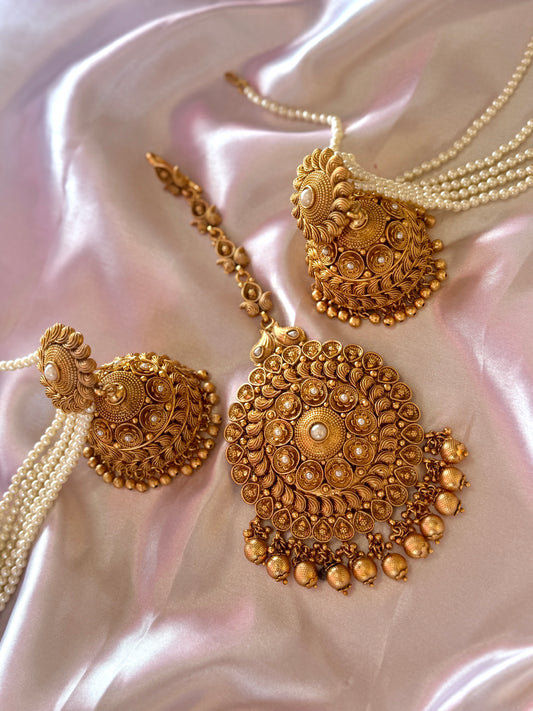 Gold plated jhumki tikka set