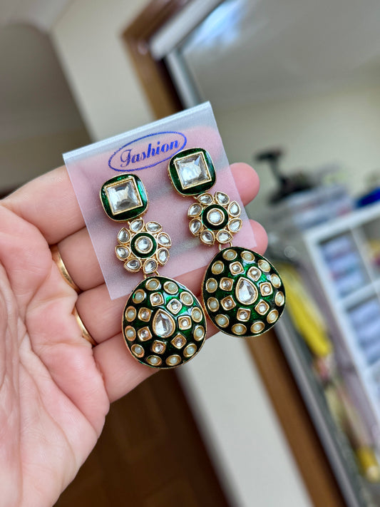 Kundan earrings(Mint green)