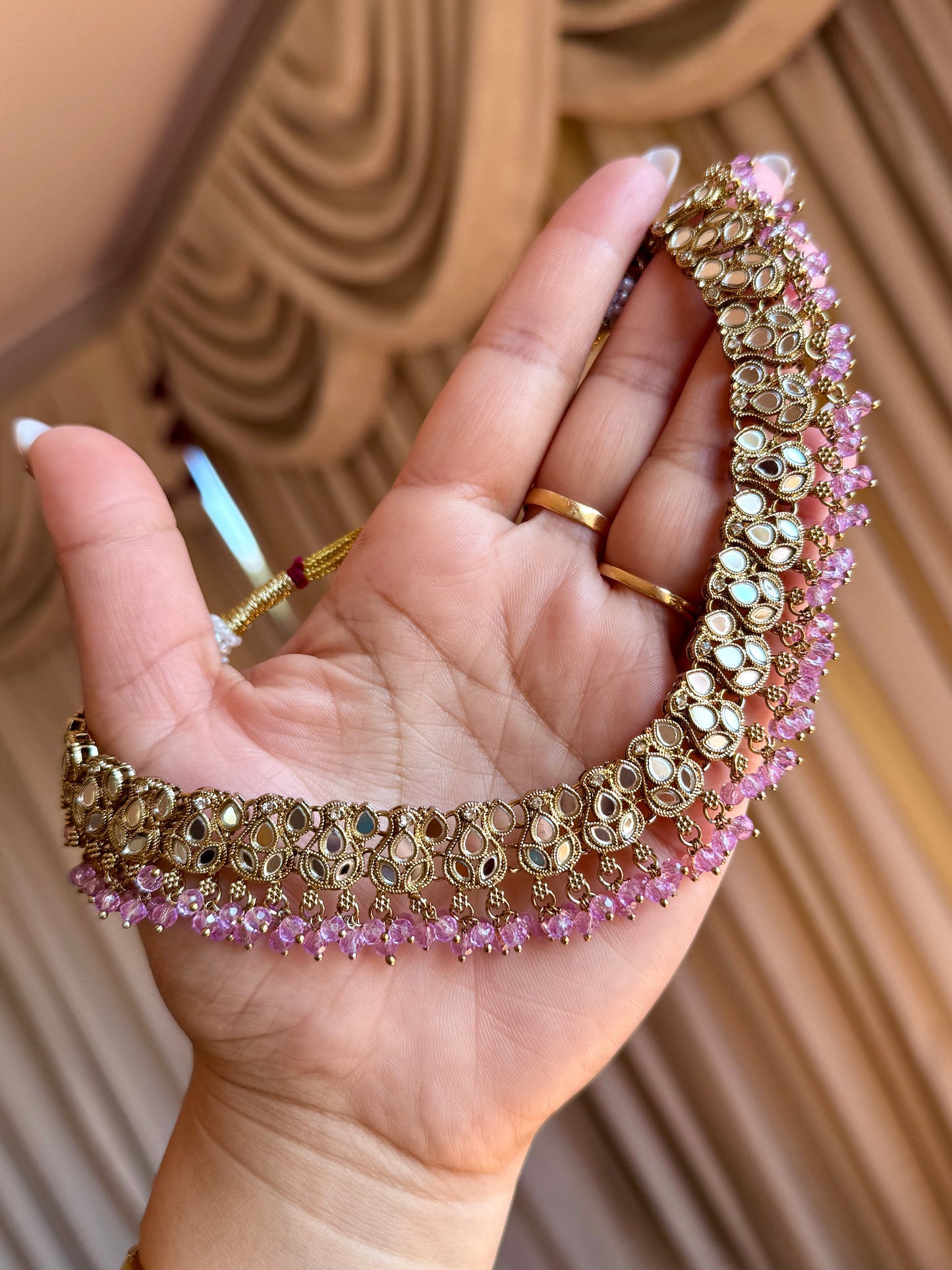 Mirror necklace set lavender