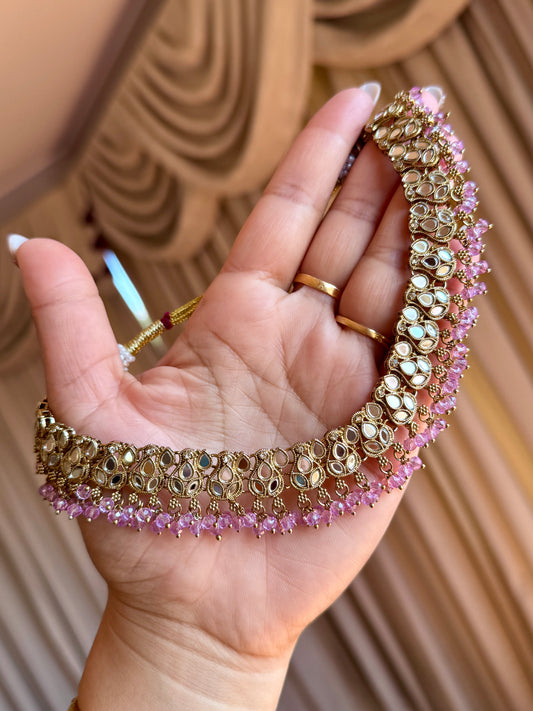 Mirror necklace set lavender