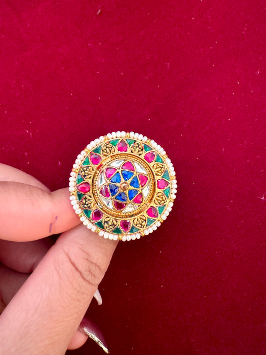 Pachi kundan adjustable ring