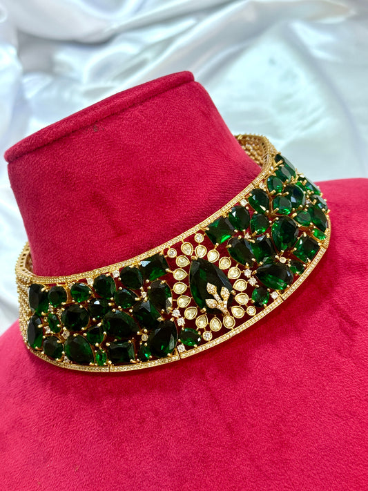Premium diamond look necklace set