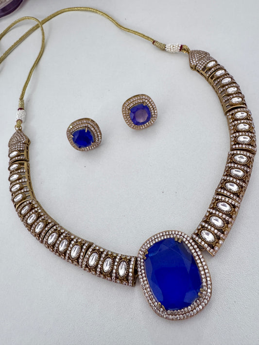 Premium moissanite necklace blue