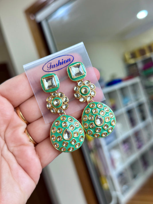 Kundan earrings(Mint)