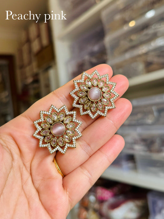 Oversized polki studs