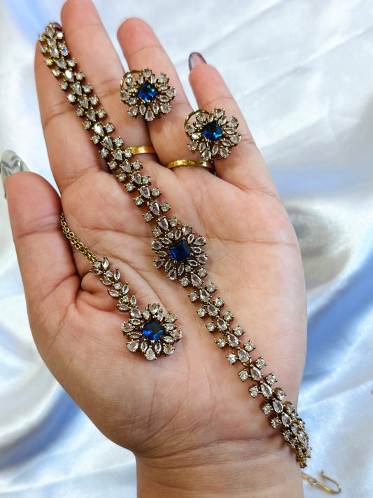 Ad sleek necklace set(Blue)