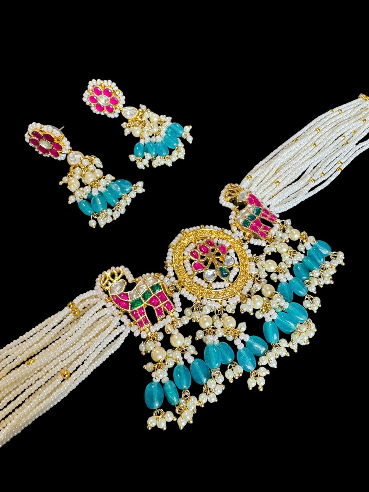 Pachi kundan necklace