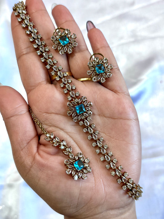 Ad sleek necklace set(Ferozi)