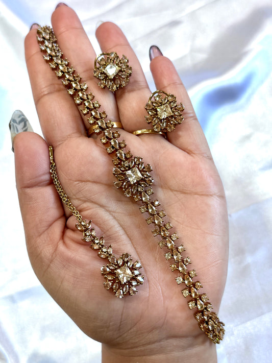 Ad sleek necklace set( golden)