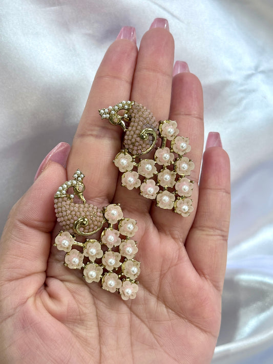 Peacock earrings (Peach colour)