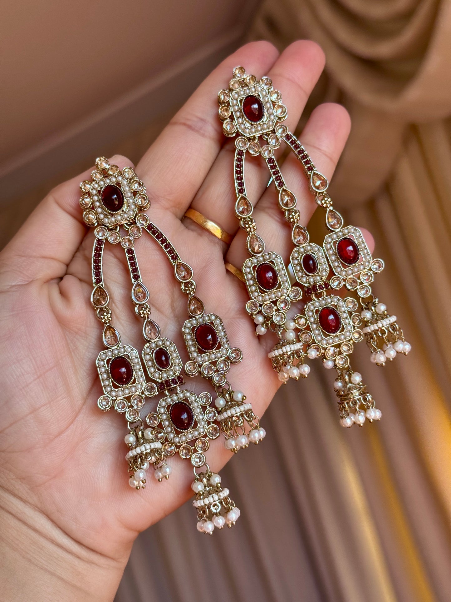 Polki earrings mehroon