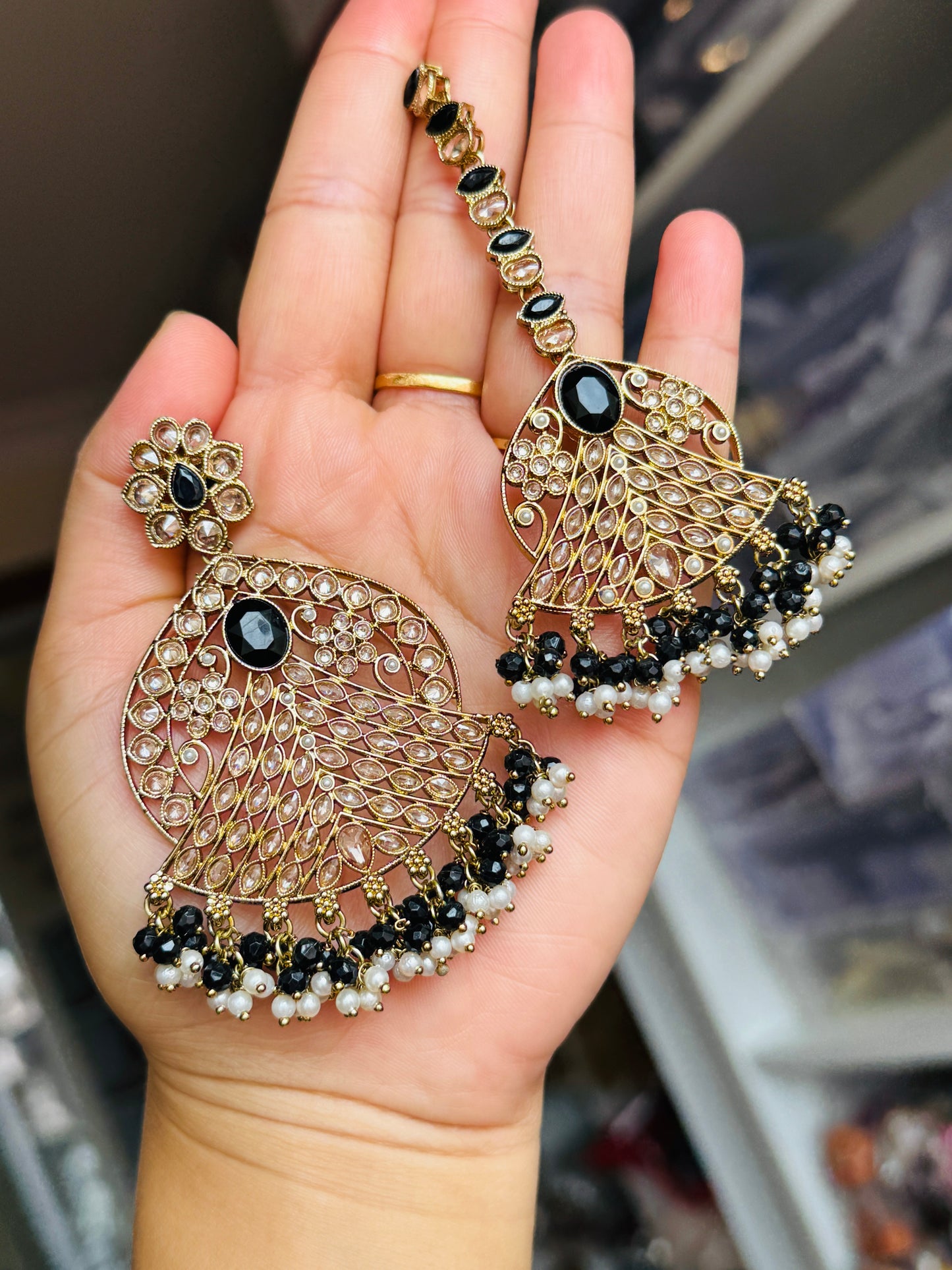 Polki earring tikka set