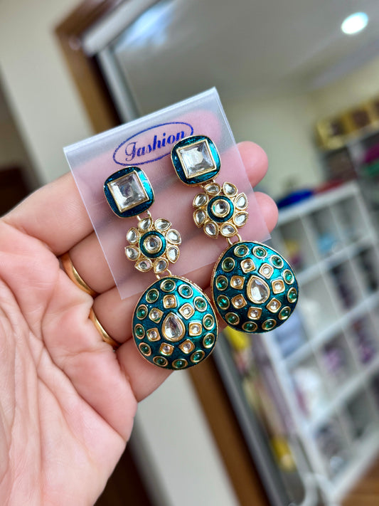 Kundan earrings(Peacock)