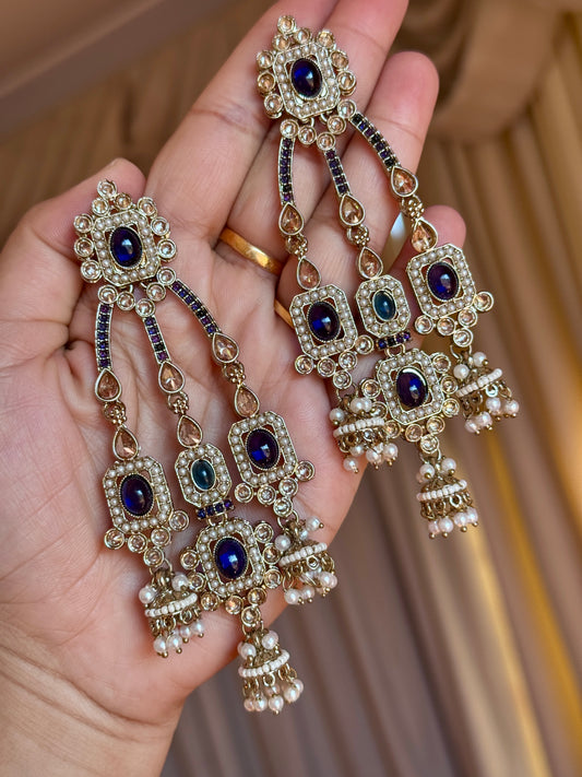 Polki earrings blue