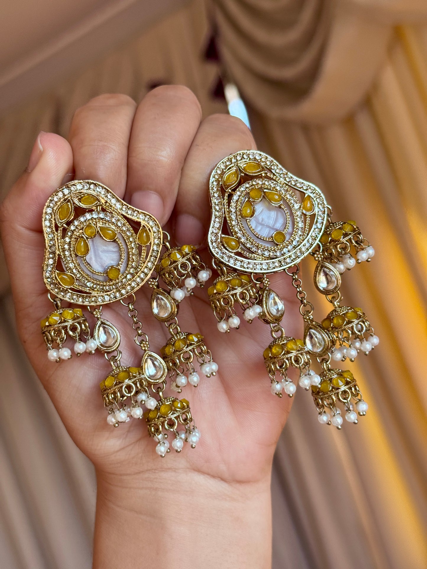 Polki earrings yellow