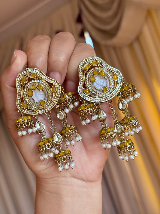 Polki earrings yellow