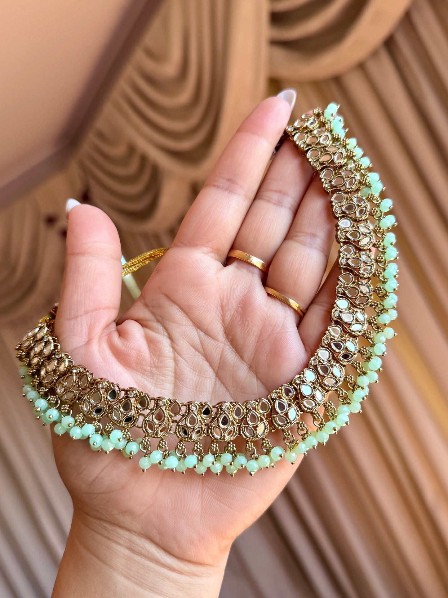 Mirror necklace set mint