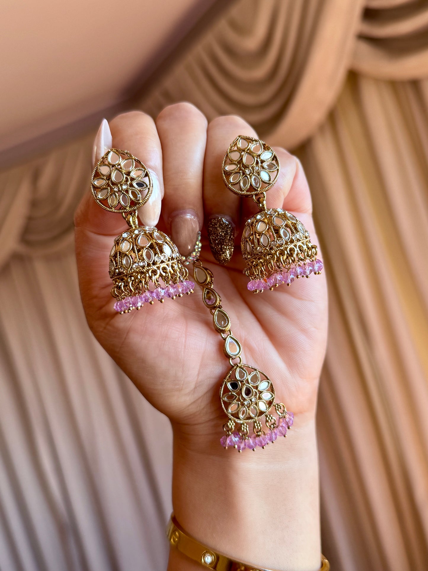 Mirror necklace set lavender