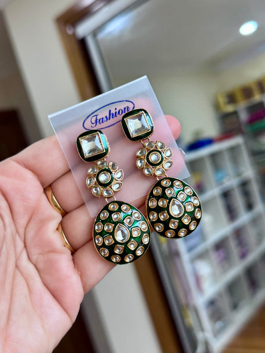 Kundan earrings(Green)