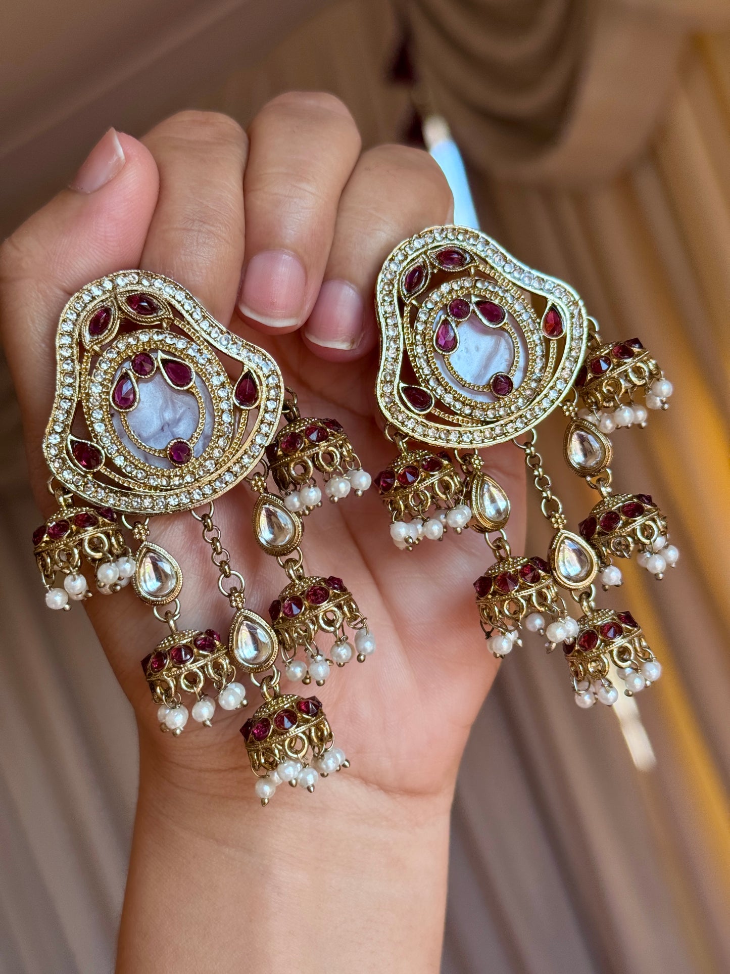 Polki earrings purple