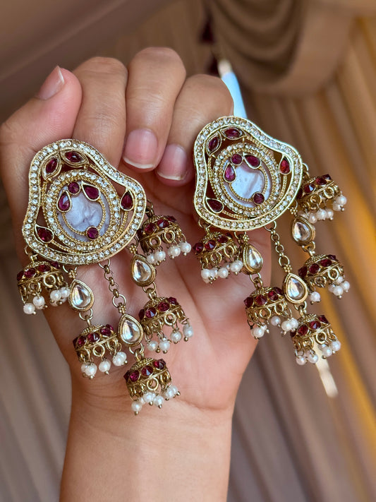 Polki earrings purple