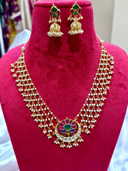 Pachi kundan necklace set