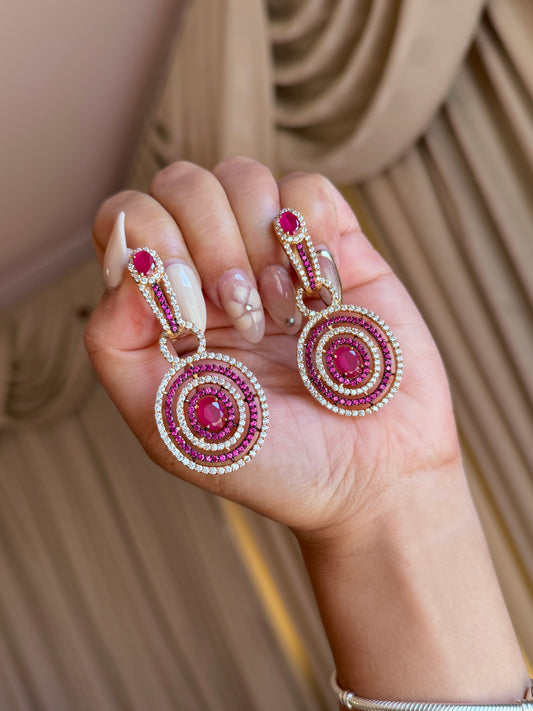 Premium ad earrings hot pink