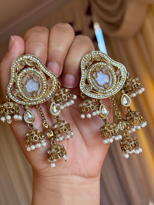 Polki earrings peach