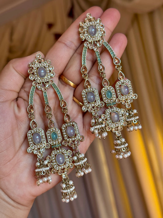 Polki earrings baby blue