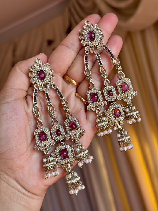 Polki earrings purple