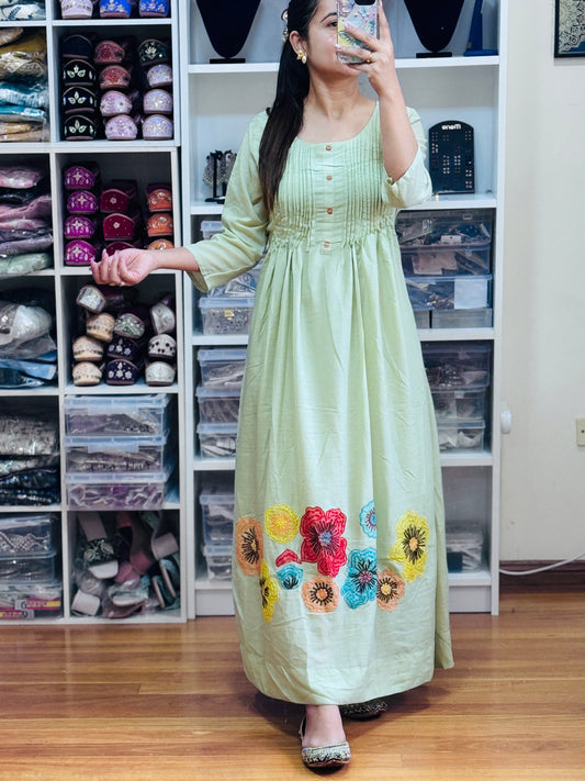 Cotton Maxi dress( Free size)