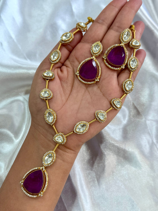 Premium moissanite necklace set(Purple)