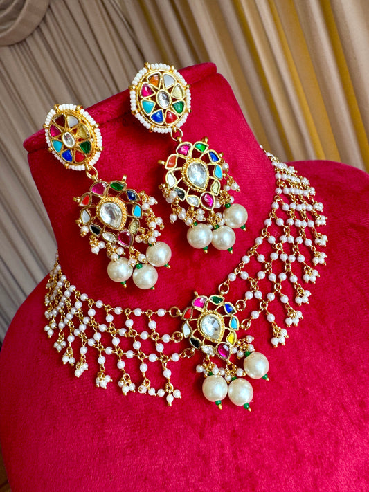 Pachi kundan necklace set