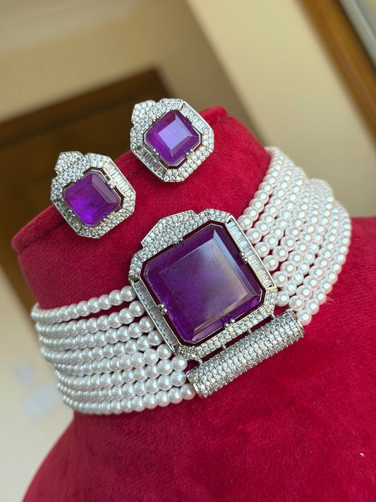 Premium moissanite Ad necklace set