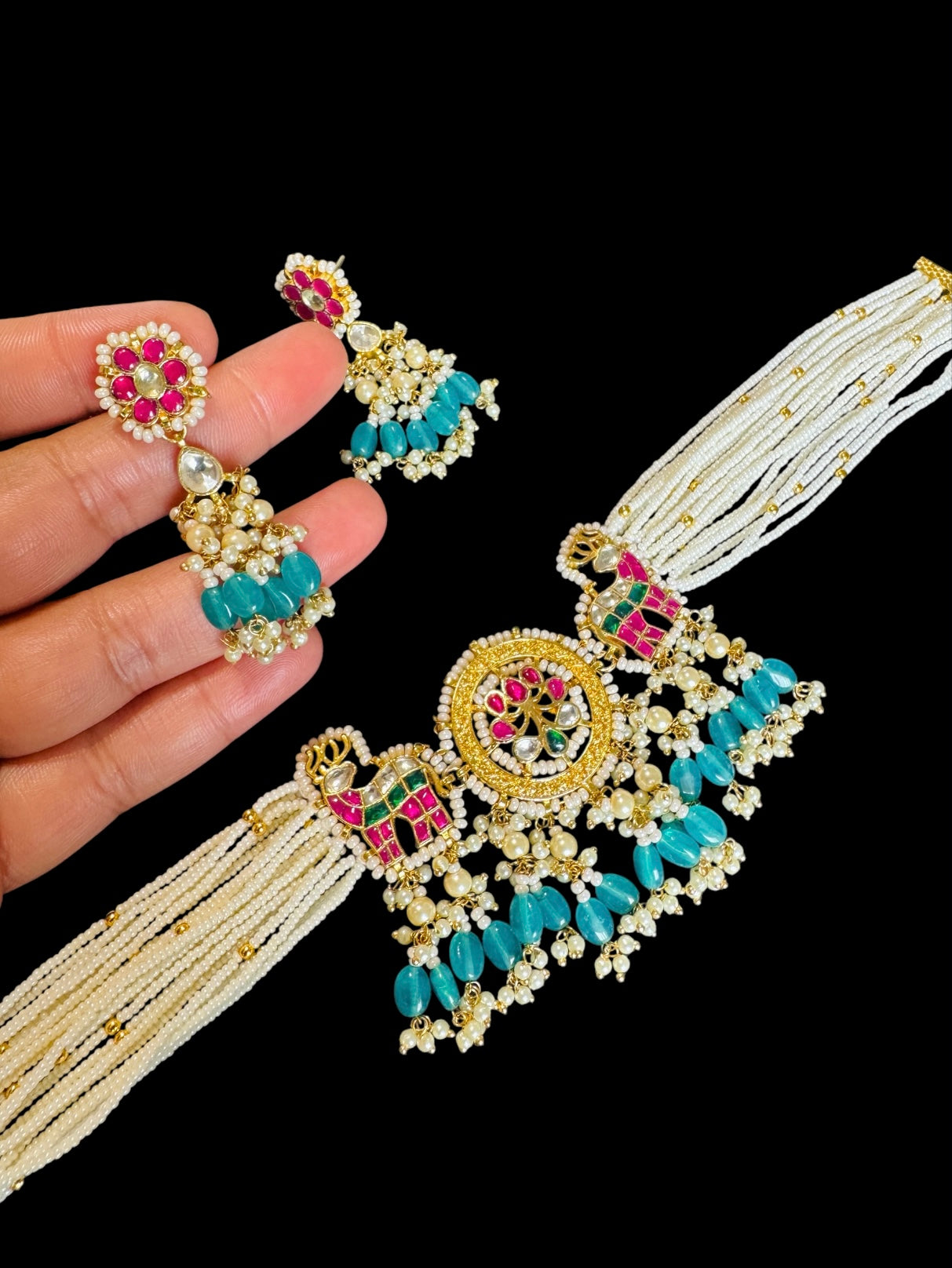 Pachi kundan necklace