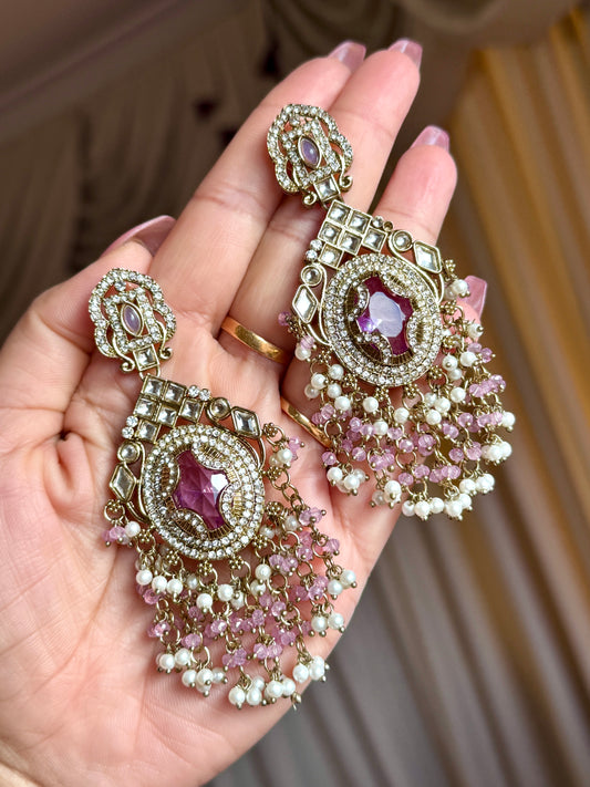 Kundan earrings(Lavender)
