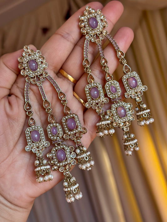 Polki earrings lavender