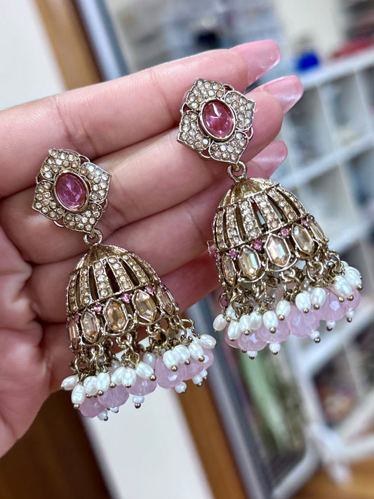 Kundan jhumki with Crystal beads