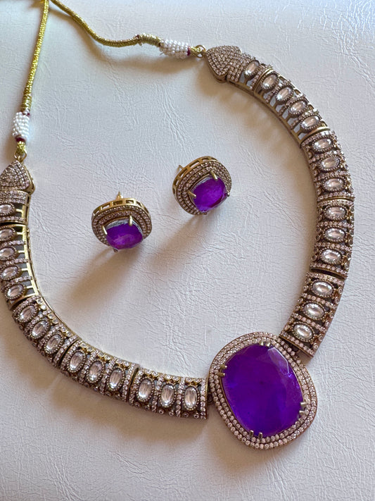 Premium moissanite necklace set purple
