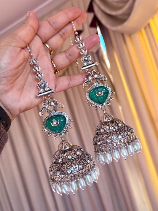 German silver oversized jhumki