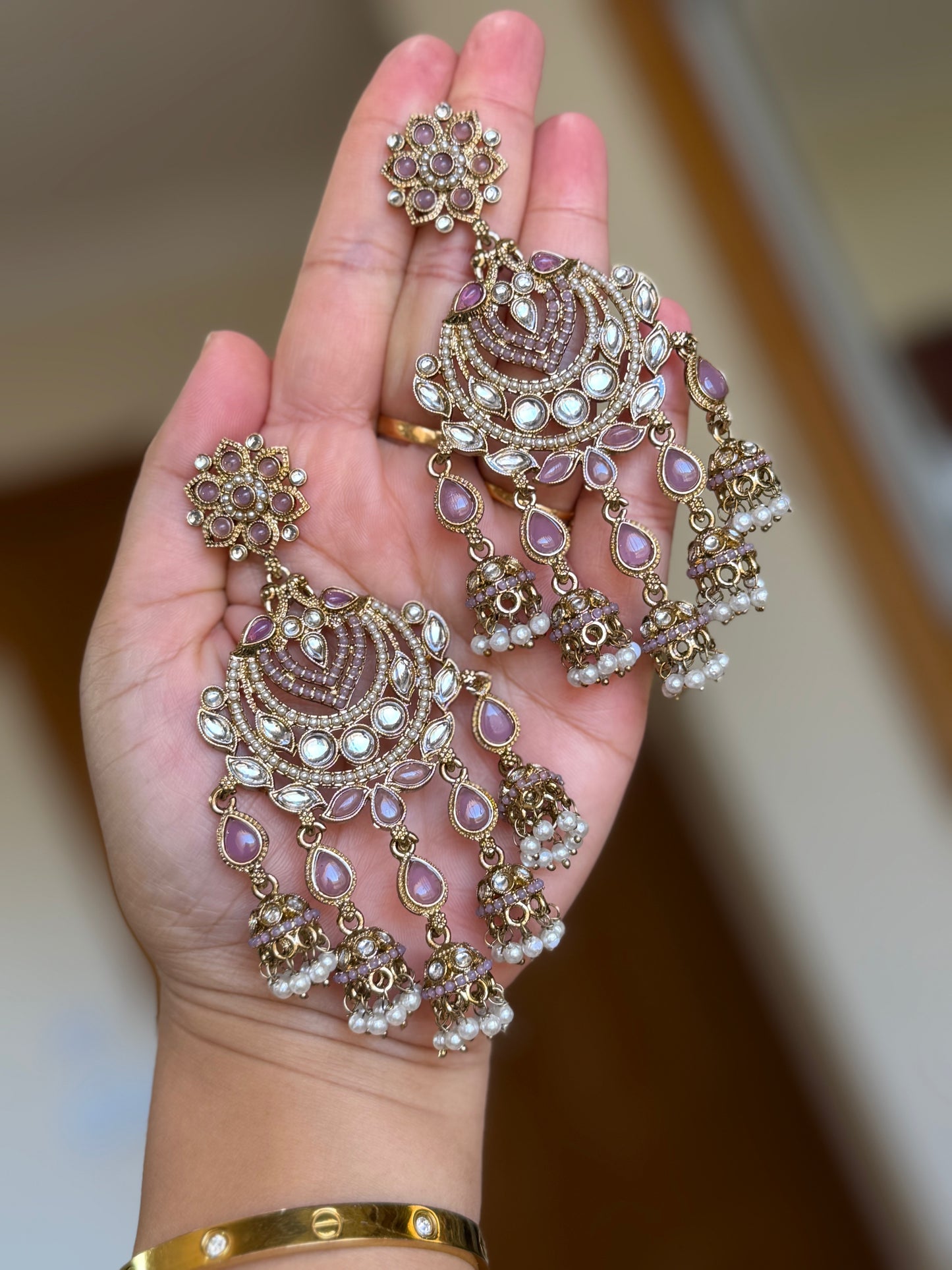 Kundan earrings ( lavender)