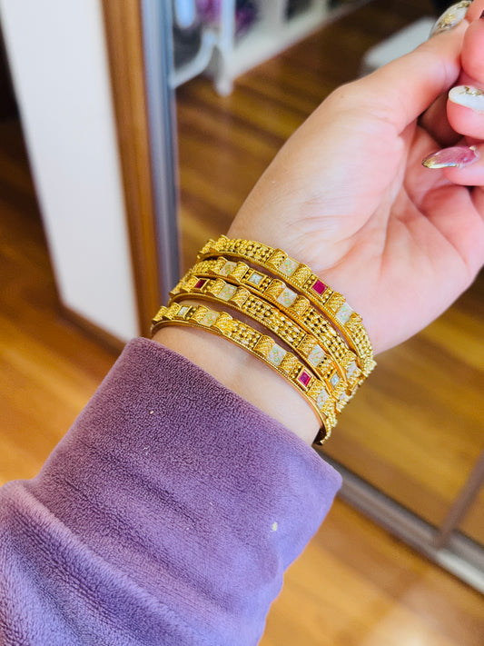 Gold plated 4 bangles set