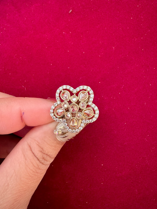 Adjustable polki ring( golden)